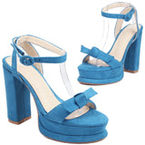 KYLETHOMASW  -  High Heels Sandals Women Summer Shoes Platform Flip Flops Nude Blue Heeled Dance Party Wedding Stripper Shoes Female Big Size