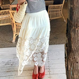 KYLETHOMASW  -  Korean Version Lace Patchwork Hollow Hook Flower A-line Skirt Casual Versatile High Waisted Bottoms Summer New Women