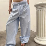 KYLETHOMASW  -  Oversized Y2k Striped Woman's Pants Baggy Harajuku Old Money Casual Basic Trousers Korean Fashion Wide Leg Elastic Waist