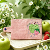 KYLETHOMASW  -  Women Fabric Short Wallet Cute Apple Strawberry Embroidery Passport Clutch Multi Card Slots Zipper Coin Purse Snap Button Purse