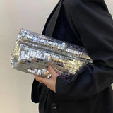 Kylethomasw Fashion Shiny Women Clutch Silver Sequins Trend Party Lady Evening Bags Handbag Phone Clutches Wallet