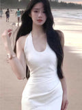 KYLETHOMASW  -  Luxury Slim Fit Long Dresses Elegant Sexy White Cambridge Blue Evening Dresses Spring Neck-Mounted Backless Mermaid Vestidos