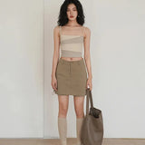 KYLETHOMASW  -  Women's High Waist Cargo A-Line Mini Skirt with Drawstring Casual Slim Skirt