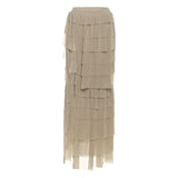 KYLETHOMASW  -  Ruched Tierred Design Long Skirts Woman Elastic High Waist Irregular Shape High Split High Street Versatile Style Bottoms