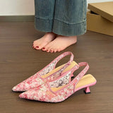 KYLETHOMASW  -  French Elegant High Heel Women Sandals Fashion Pointed Toe Singbacks Mules Shoes Summer Mesh Dress Sandalias Shoes Women