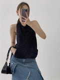 Kylethomasw White Halter Sleeveless T-shirts Women Backless Tank Crop Top Korean Style Summer Fashion Summer High Streetwear Clothes