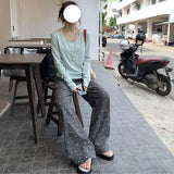 KYLETHOMASW  -  2025 Summer Hot Retro Internet Celebrity Korean New Straight Tube Loose Wave Embroidery Casual Pants Trend