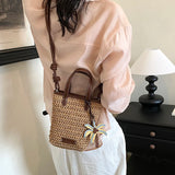 KYLETHOMASW  -  Women Mini Straw Woven Bucket Bag New Trend Summer Beach Crossbody Bags Female Cute Travel Fashion Handbags and Purses