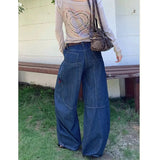 KYLETHOMASW  -  Women Autumn Y2k Baggy Stripe Jeans Harajuku Vintage Denim Trouser Japanese 2000s Style Oversize Boyfriend Cargo Jeans Pants