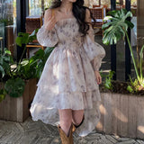 Kylethomasw High Quality Luxury Brand  Spring New Rose Gentle Long Dress Slim and Fragmented Flower Off Shoulder Bra Dress for Women