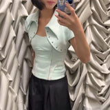KYLETHOMASW  -  New Fresh Sweet Spice Girls Mujer Camisetas Detachable Shawl Minority Short Slim T-shirt Age Reduction Small Fellow Moda Mujer