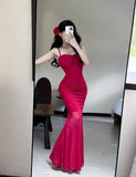 KYLETHOMASW  -  Women Dresses Sleeveless Mesh Patchwork Elegant Slash Neck Sexy Fashion Mermaid Dress Party Female French Style