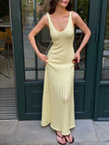 KYLETHOMASW  -  Elegant Women's Knit Dress Fashion Ribbed Sleeveless Beach Vacation Maxi Dress Summer New Party Women's Casual Dress