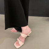 KYLETHOMASW  -  Designer Summer Women Open Toe Slippers Fashion Comfort High Heel Party Dress Slides Shoes