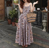 KYLETHOMASW  -  Cotton Rayon Floral Printed Strappy Dresses Women Robe Summer Casual Sexy Sleeveless Long Strap Dress Boho Beach Party Vestidos