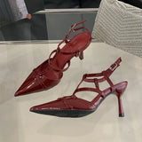 KYLETHOMASW  -  New Fashion Pointed Toe Pumps Ladies Heels Shoes Luxury Female Ankle Buckle Footwear T-Strap Women Thin High Heels Shoes