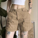 KYLETHOMASW  -  Y2k Vintage Streetwear Cargo Denim Shorts Women American Retro Harajuku Solid Loose Jeans Casual Pocket Summer Chic