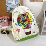 KYLETHOMASW  -  Letter Hot Air Balloon Print Bag Mochila University Student Mochilas Mujer Casual Commuter Bolsas Bags for Woman Backpack