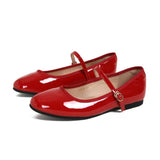 KYLETHOMASW  -  Shiny PU Leaather Flats Mary Janes Shoes Women Red Elegant Basic Pointed Toe Loafers Spring Autumn Daily Casual Black Shoes New