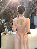 KYLETHOMASW  -  Korean Sle  Knot Ele Dr Women's Spring Autumn Design Slim A-Line Long Dr Soft Polyester Fiber Casual Wear