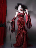 KYLETHOMASW  -  Christmas Robe Gorgeous Elegant Lolita Dress Red Rose High-end Slimming Fishtail Strap Camisole Long Dress for Women