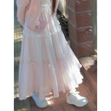 KYLETHOMASW  -  Sweet Skirts Women Bowknot Lace Patchwork Stretch High Waist Spring 2025 Fashion Elegant Long Skirt Female Casual