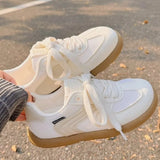 KYLETHOMASW  -  Women Retro Flat De Xun Sneakers Breathable Mesh Splicing White Beige Gum Sole Low Top Lace Up Casual Street Walking Shoes