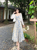 Kylethomasw Summer Spaghetti Strap Long Dresses Women Vintage Prints Elegant French Midi Dress Stylish Partywear Sexy Sleeveless Ropa Mujer