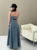 KYLETHOMASW  -  2025 Retro Style Backless Denim Camisole Dress Women Summer New Design That Accentuates Slim Elongated Silhouette