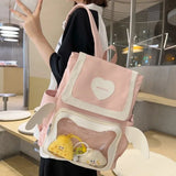 KYLETHOMASW  -  Large Capacity Ita Mochila Transparent Mochilas Preppy Style Mujer School Bag Student Backpack Heart Backpacks