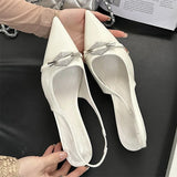 KYLETHOMASW  -  Crystal Diamond Pointed Toe Women Pumps Sexy Thin Low Heels Wedding Party Dress Sandals Shoes Zapatos De Mujer