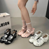 KYLETHOMASW  -  Butterfly-knot Lolita Women Mary Jane Shoes Elegant Round Toe Thick Heel Shoes Ladies Fashion Dress Pumps