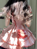 KYLETHOMASW  -  French Sweet Dress Square Collar Puff Sleeve Print Ruffles Patchwork Dresses Summer Female Slim Elegant Design Women's Clothing