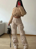 Kylethomasw Multiple Pockets Cargo Pants For Women Loose High Waist Fashion Sweatpants Women's Baggy Streetwear Pant Woman Trousers