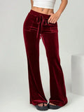KYLETHOMASW  -  Autumn Winter Lady High Waist Casual Solid Velvet Flared Trousers Autumn Winter Lady High Waist Casual Velvet Flared Trousers