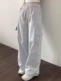 KYLETHOMASW  -  Korean Chic 2025 Spring Women New French Age Reduced Elastic Waist Drawstring Large Pocket Versatile Loose Casual Pants