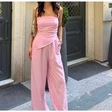 KYLETHOMASW  -  Women's Solid Color Sleeveless Tube Top Trousers Set Women's Sexy Casual Two-piece Set