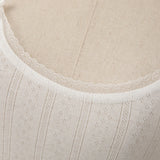 KYLETHOMASW  -  Summer white crop top women jacquard lace trim spaghetti strap cami tops sleeveless breathable relaxed fit causal camisole