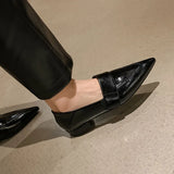 KYLETHOMASW  -  New Retro Pointed Toe Flats Women Loafers Shoes Ladies Summer Patent Leather Casual Walking Shoes Designer
