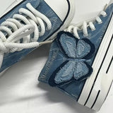 KYLETHOMASW  -  Spring Autumn Women Thick Sole Denim Shoes Butterfly High-top Canvas Shoes Girls Breathable Cloth Casual Shoes Canvas Shoes