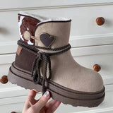 KYLETHOMASW  -  Winter Women Snow Boots Platform Warm Fur Casual Outdoor High Top Shoes Heart Design Plush Ankle Boots High Quality Cotton Shoes