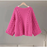 KYLETHOMASW  -  Loose Knitted Women's Sweater High Neck Wide Long Sleeve Female Knitwear Tops 2025 Autumn Winter Fashion Oversized Lady Pullover