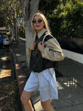Kylethomasw  -  Fashion Pu Leather Women Patchwork Coat Chic Lapel Long Sleeve Zipper Motorcycle Jacket Autumn Lady Street Short Outwear 2024