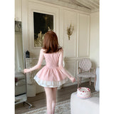 KYLETHOMASW  -  Kawaii Pink Mini Dress Women Fashion Party Bow Patchwork Ball Gown Dresses Summer Y2K Sexy Gyaru Halter Bodycon Vestidos