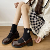 KYLETHOMASW  -  New Autumn Women Mary Jane Shoes Simple Glossy PU Ladies Causal Uniform Low-heeled Shoes Fashion Versatile Lolita Women's Pumps