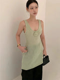 KYLETHOMASW  -  Three Dimensional Flower Knitted Vest Dress Women Summer New Design Looks Slim Can Be Worn in A Short Skirt