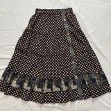 KYLETHOMASW  -  Vintage Mori Girl Style Polka Dot Patchwork Plaid Midi Skirt Womens A-line High Waist Kawaii Brown Ruffle Long Skirt Fall Winter