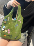 KYLETHOMASW  -  Lamb Velvet  Embroidered Sac Femme Daily Use Hand Bags for Woman Cartoon Cute Bolsos Mujer Hot Sale Popular Bag Bolsas Bolsa
