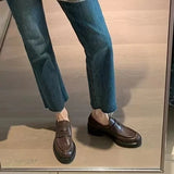KYLETHOMASW  -  New Women's Shoes Luxury Genuine Leather Loafers for Woman Handmade Britain Casual Shoes Designer Shoes  Zapatos De Mujer