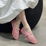 KYLETHOMASW  -  Summer Hollow Mesh Women sandals Ballet Falts Shoes Round Toe Mary Jane woemn Sandals Buckle Strap shoes Plus Size 35-42